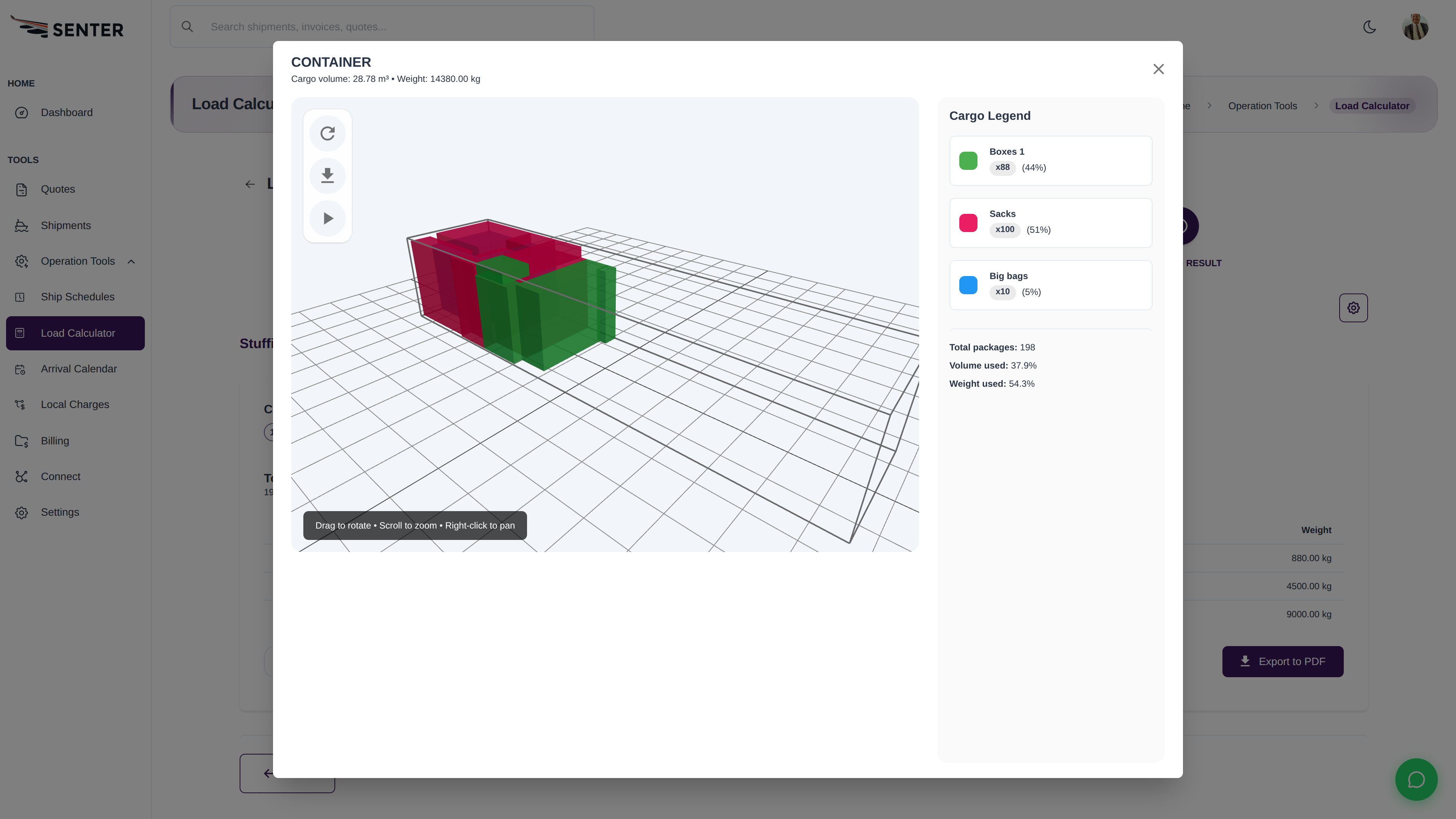 senter dashboard