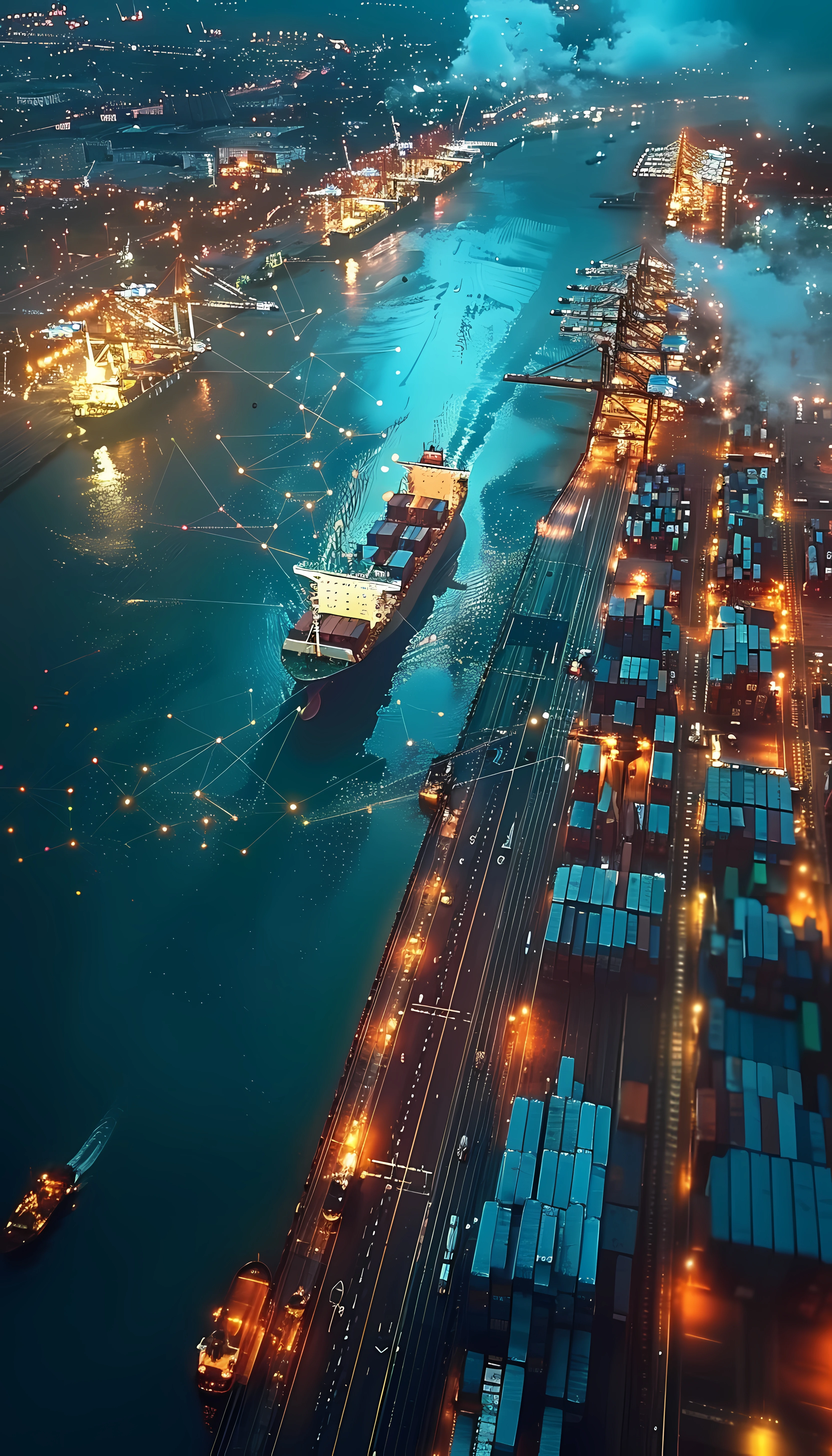 Large container ship at sea