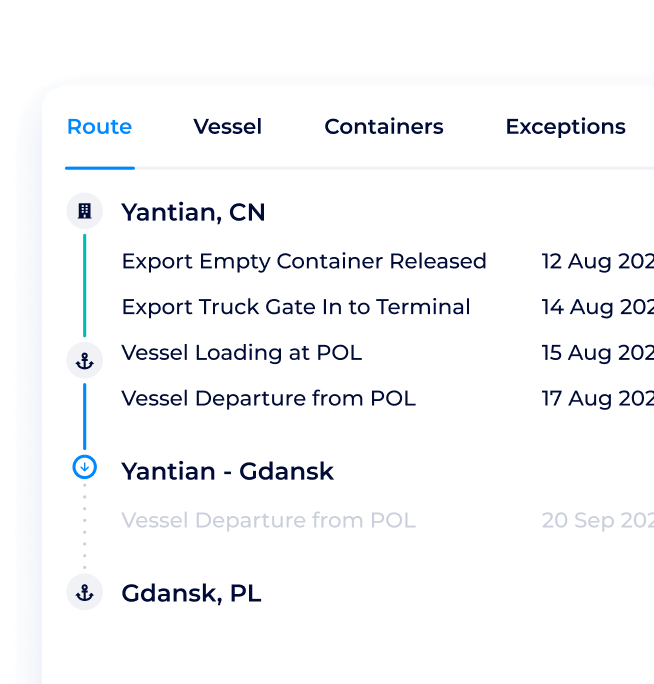 Shipping schedules calendar